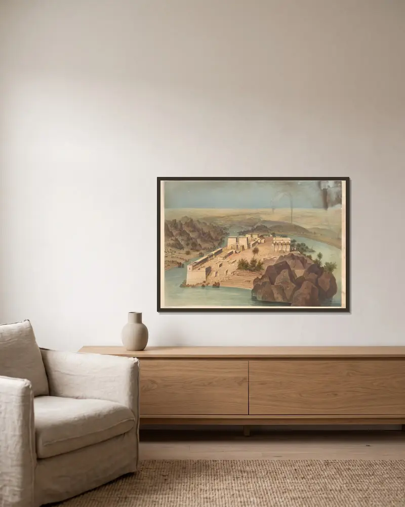 Ile de Philae (Insel Philae) von Hector Horeau gerahmt an einer Wand