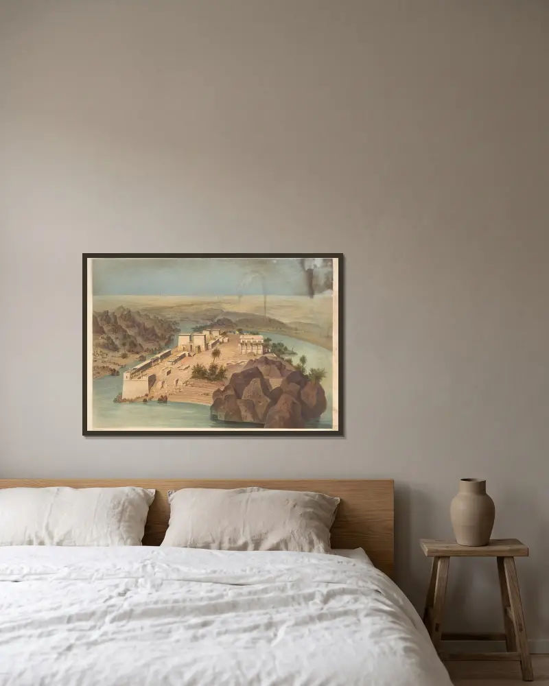 Ile de Philae (Insel Philae) von Hector Horeau gerahmt an einer Wand