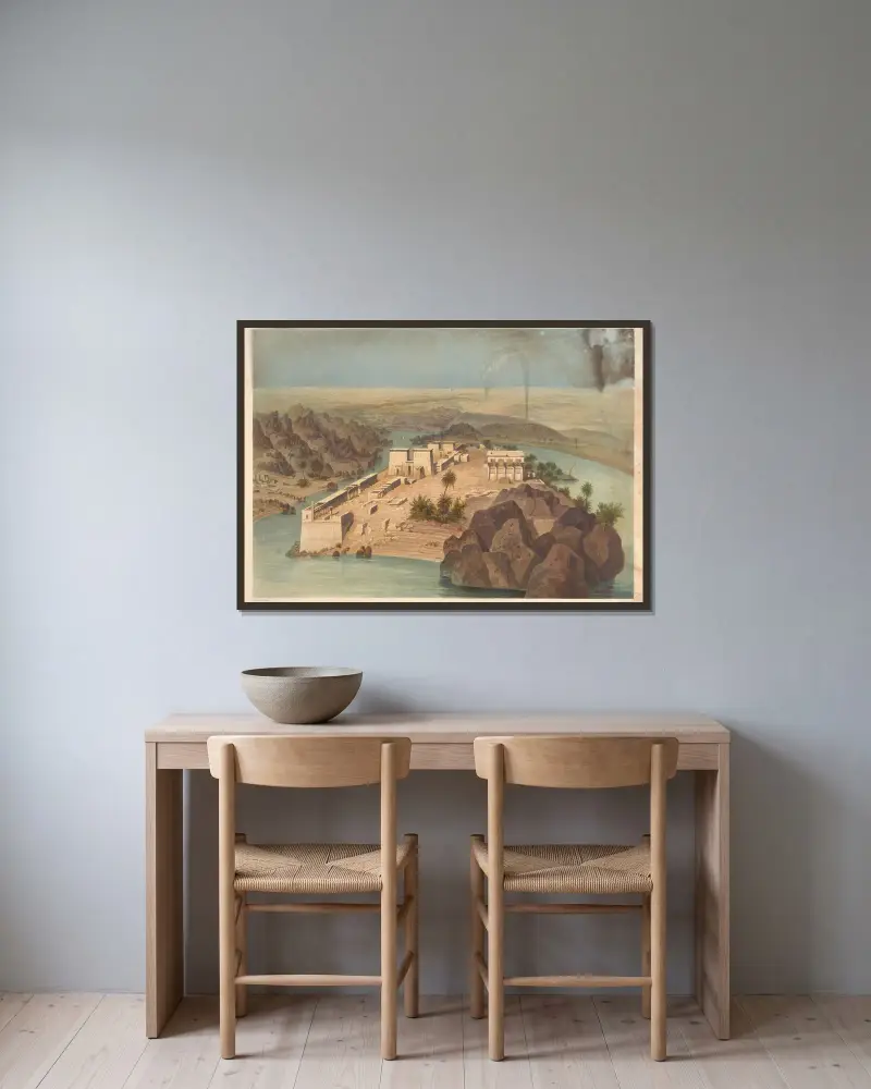 Ile de Philae (Insel Philae) von Hector Horeau gerahmt an einer Wand