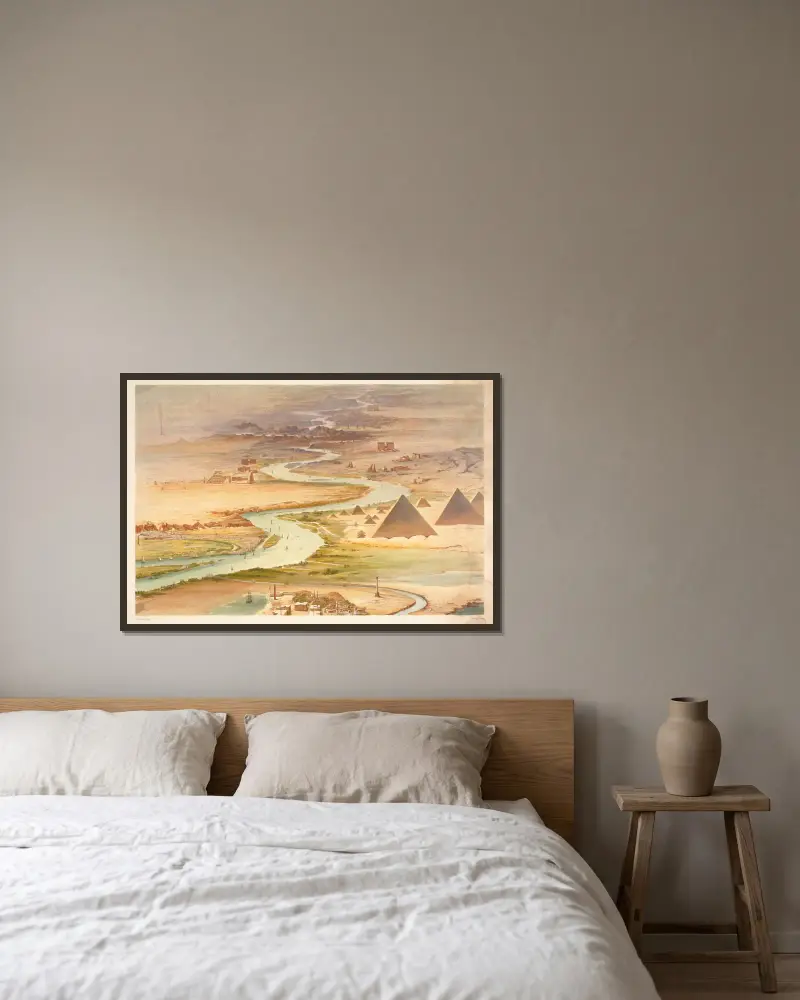 Landscape av Hector Horeau inramad på en vägg