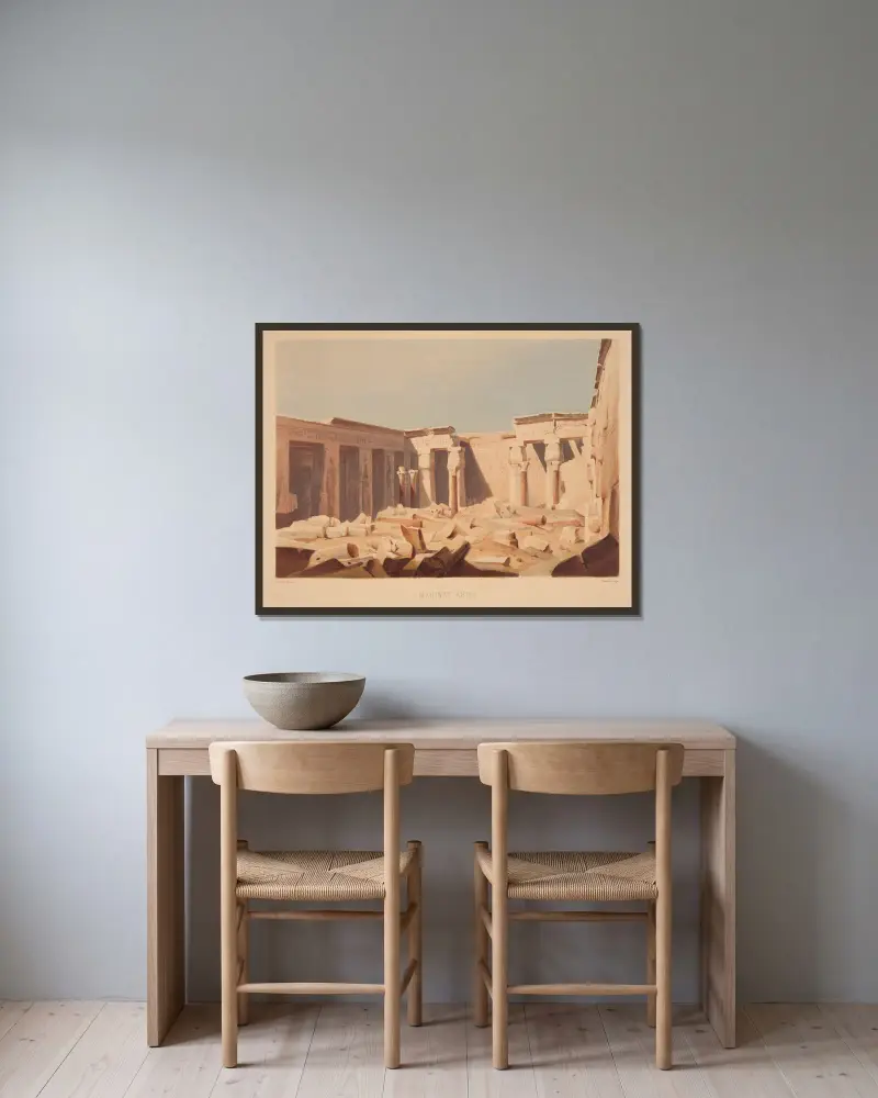Medinet Abou av Hector Horeau inramad på en vägg