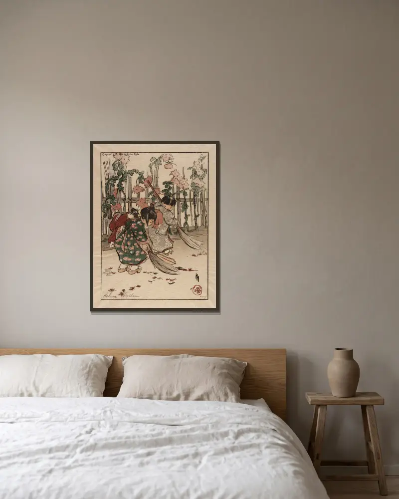 Neue Besen von Helen Hyde gerahmt an einer Wand
