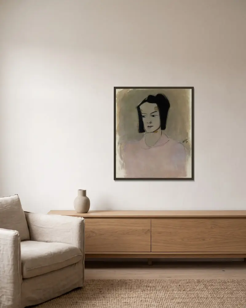 Finnish Nurse III (Ester Räihä), Helene Schjerfbeck v rámu na stěně