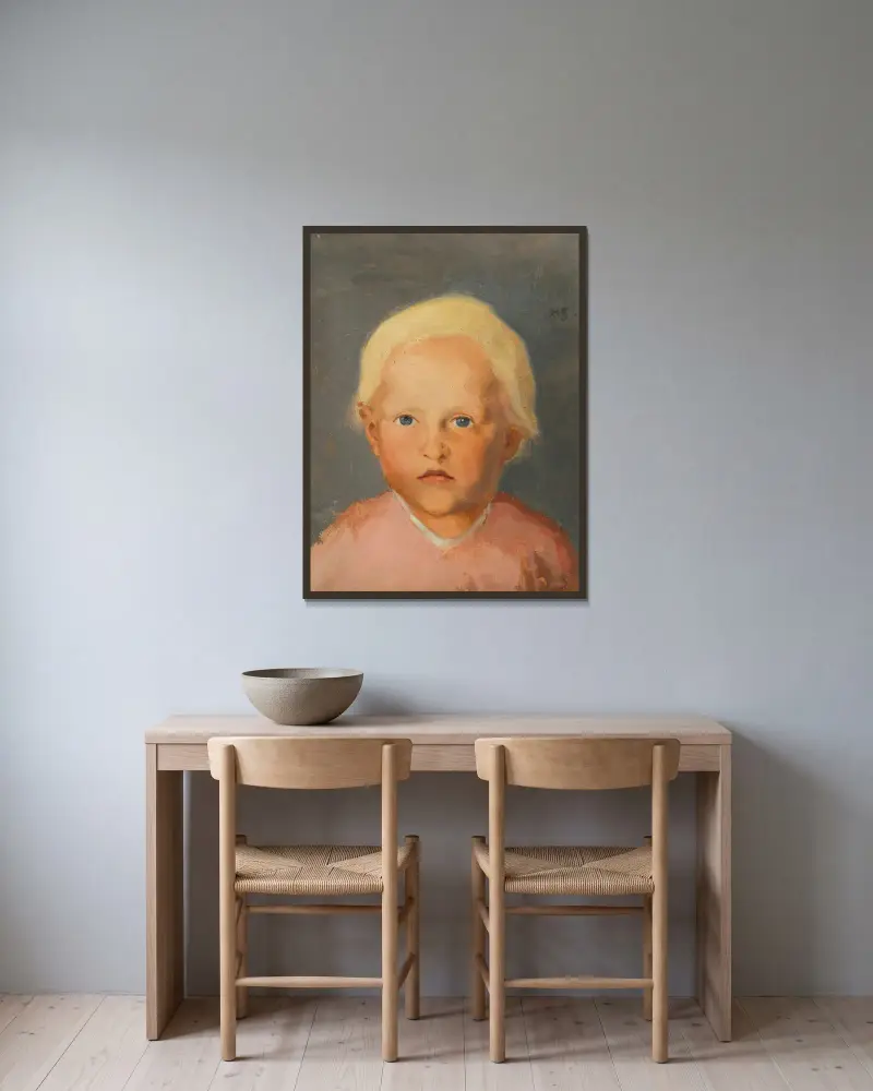 Flaxen-haired boy av Helene Schjerfbeck inramad på en vägg