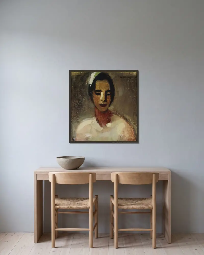 Girl from California I, Helene Schjerfbeck v rámu na stěně
