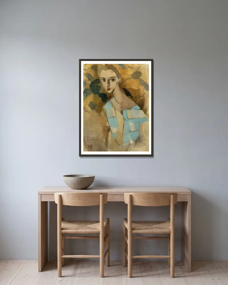 Flicka från Eydtkuhne II av Helene Schjerfbeck inramad på en vägg