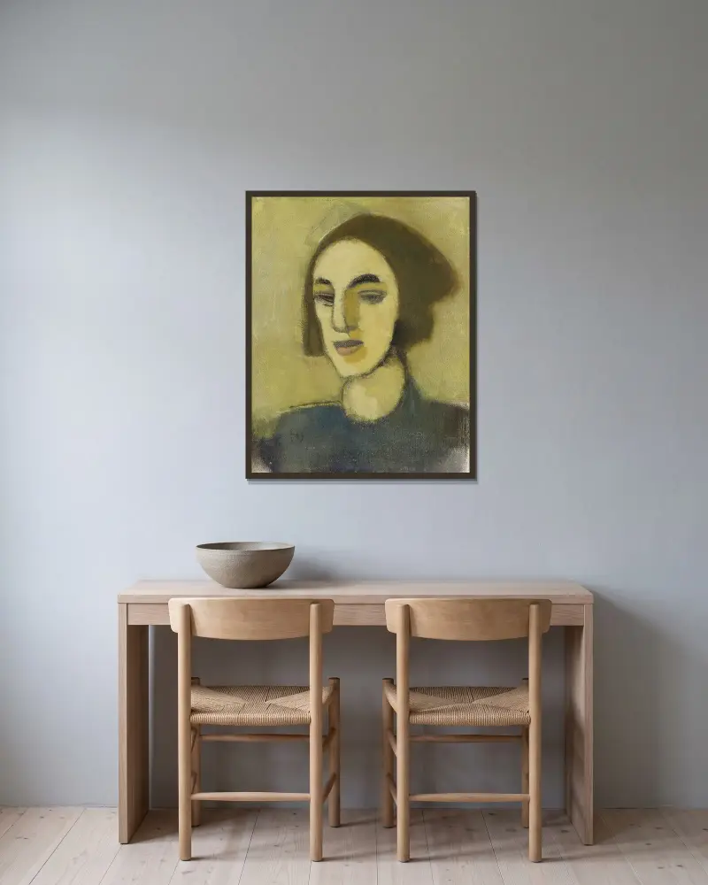 Girl from Loviisa, Helene Schjerfbeck v rámu na stěně