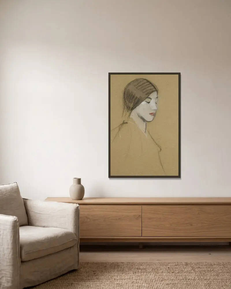 Head Of A Girl, Helene Schjerfbeck v rámu na stěně