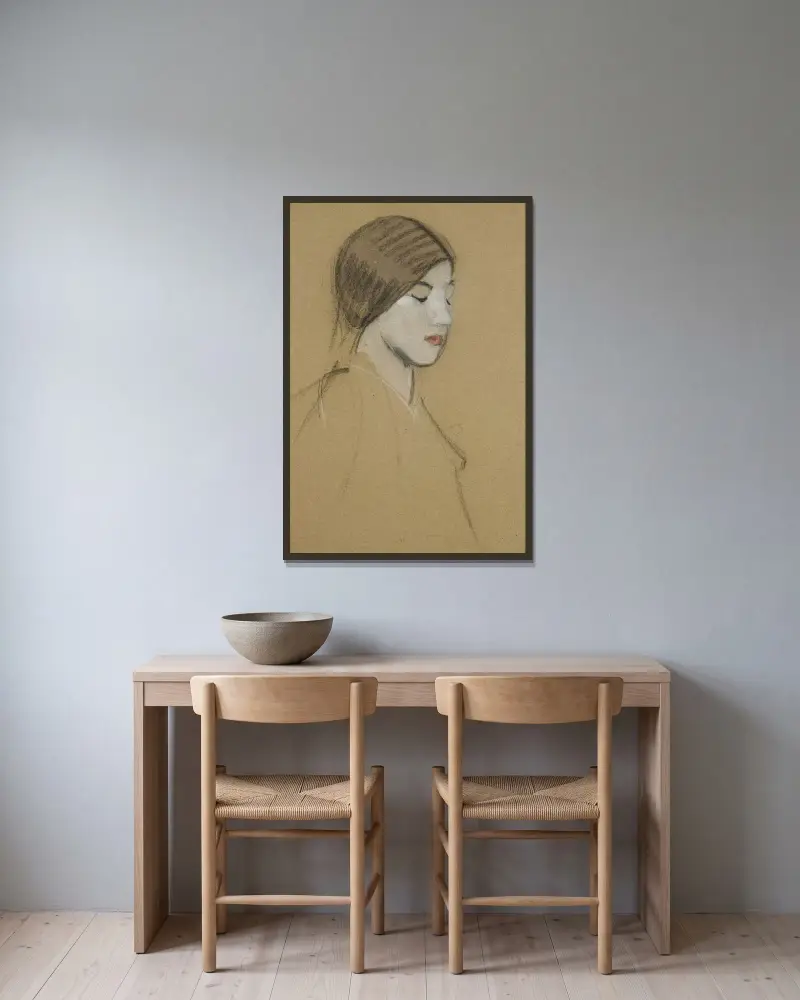 Head Of A Girl, Helene Schjerfbeck v rámu na stěně