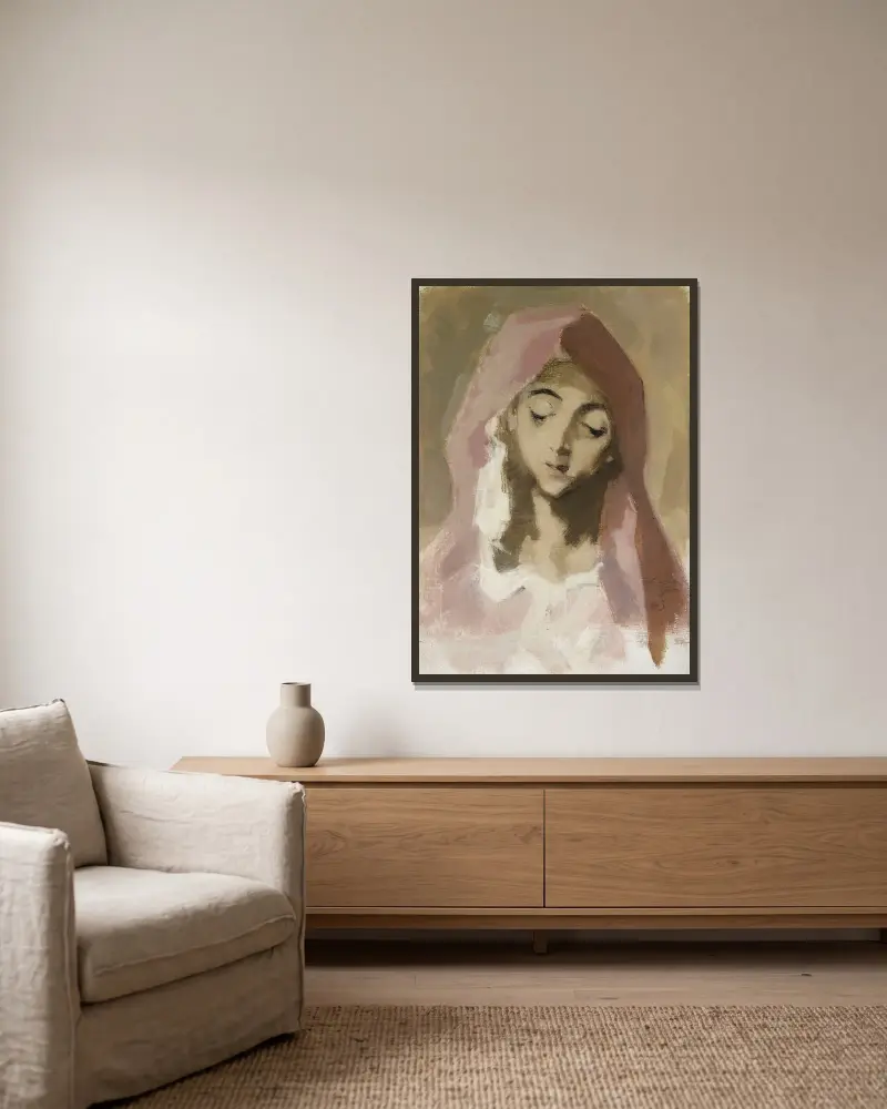 Madonna de la Charité, after El Greco, Helene Schjerfbeck v rámu na stěně