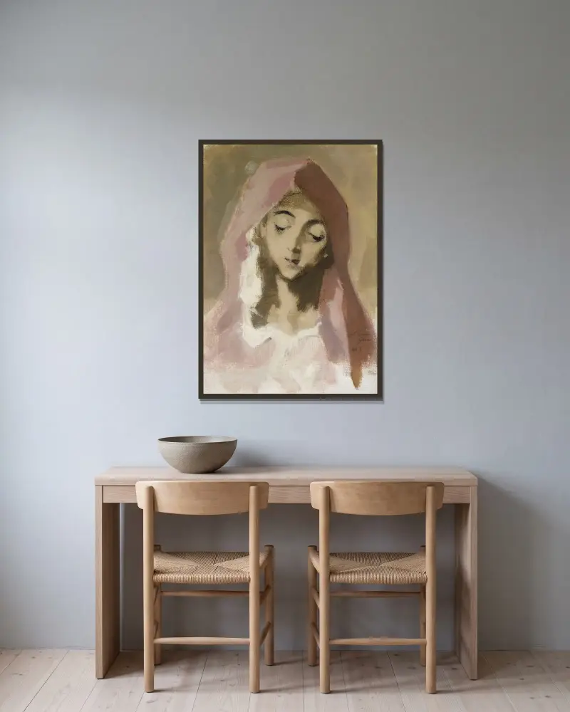 Madonna de la Charité, after El Greco, Helene Schjerfbeck v rámu na stěně