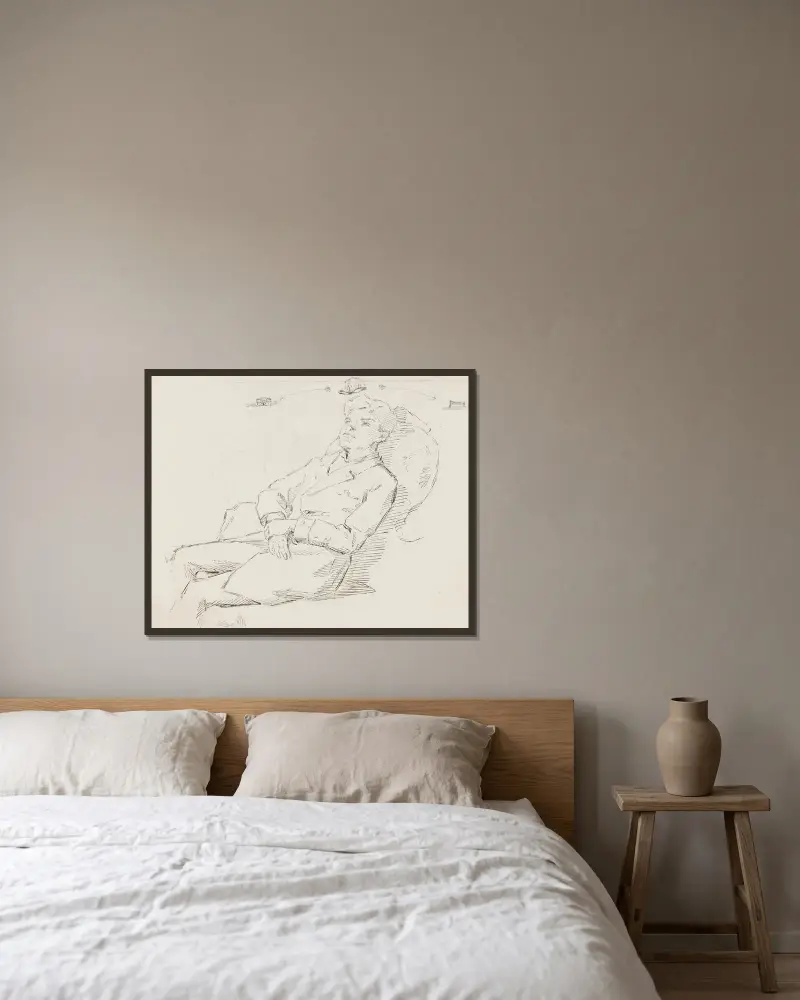 Mauritz Maexmontan, luonnos, Helene Schjerfbeck v rámu na stěně