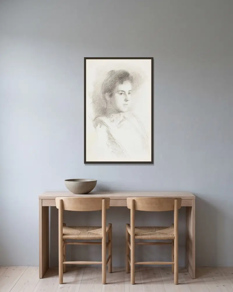 Naisen muotokuva, Helene Schjerfbeck v rámu na stěně