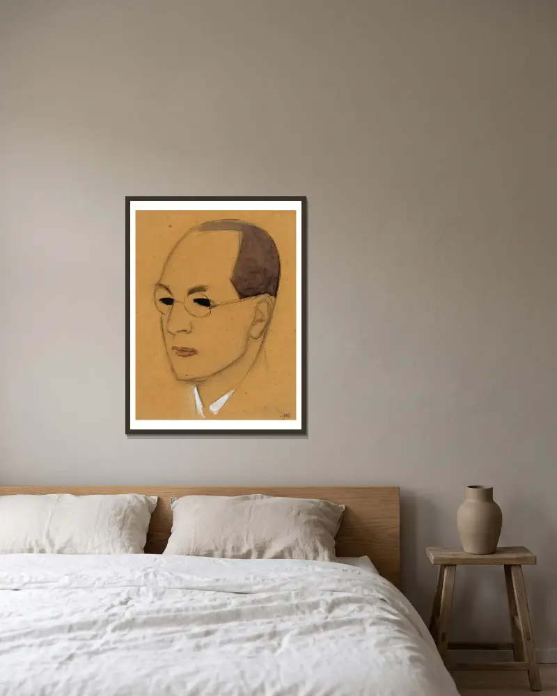 Portrait Of Jalo Sihtola, Sketch av Helene Schjerfbeck inramad på en vägg