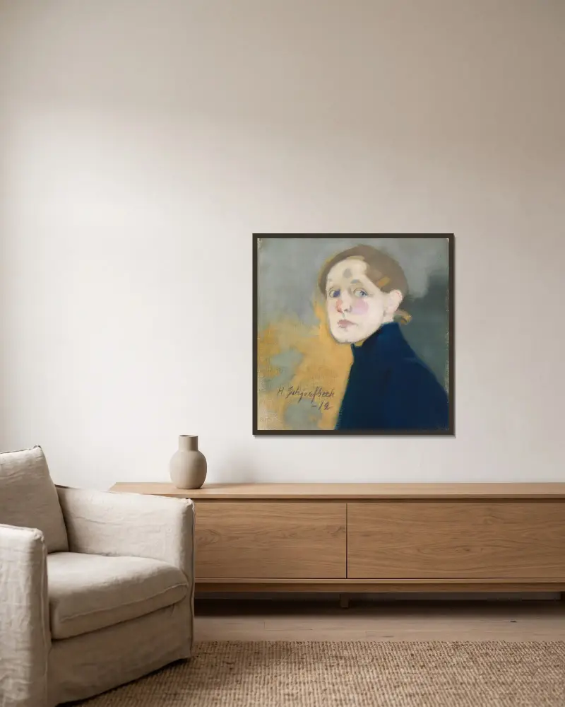 Self-Portrait av Helene Schjerfbeck inramad på en vägg