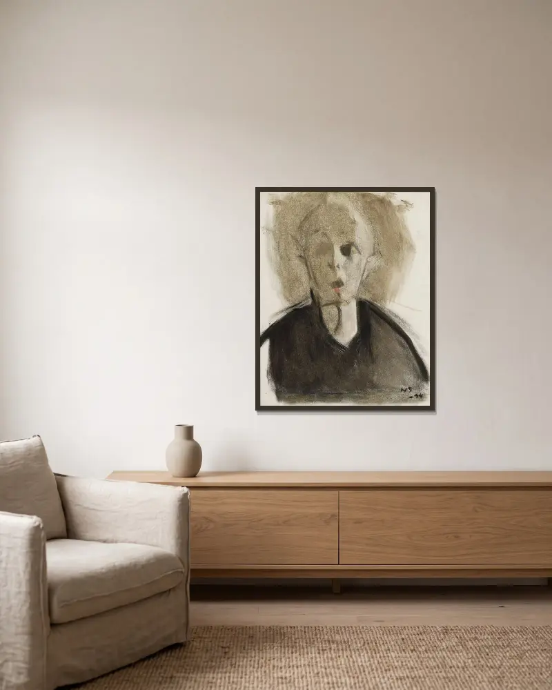Self-Portrait with Red Spot, Helene Schjerfbeck v rámu na stěně