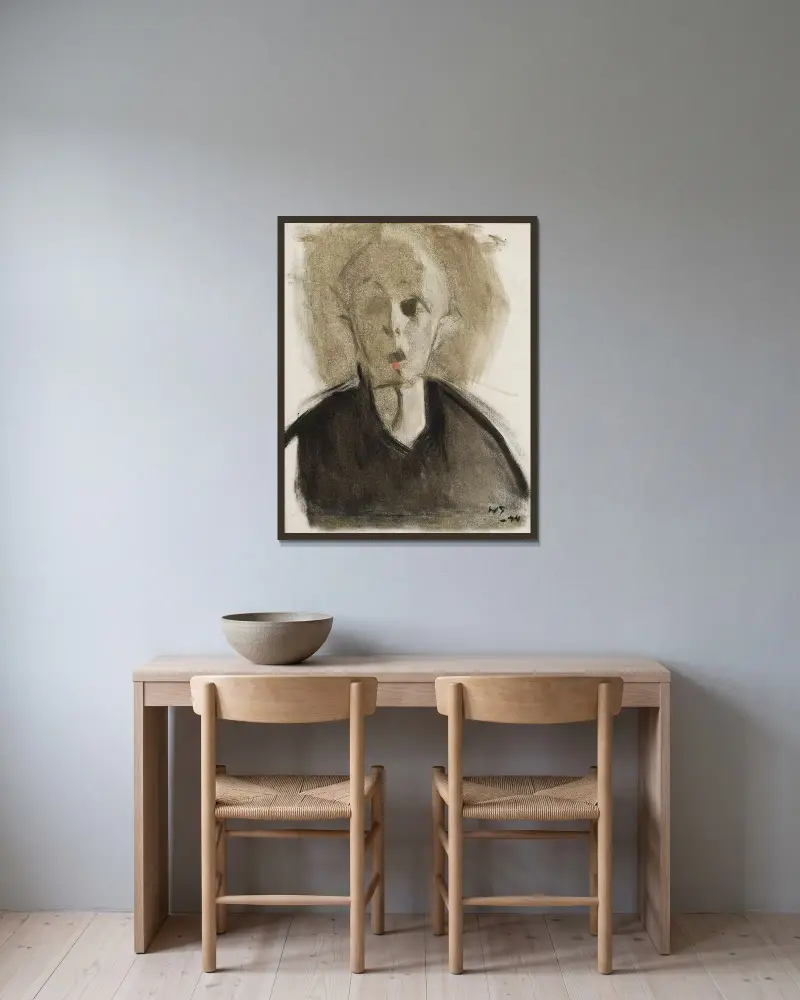 Self-Portrait with Red Spot, Helene Schjerfbeck v rámu na stěně