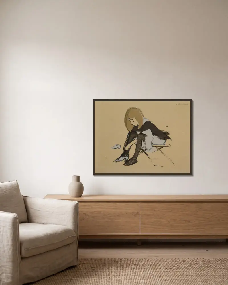 Hedvábné střevíce, Helene Schjerfbeck v rámu na stěně