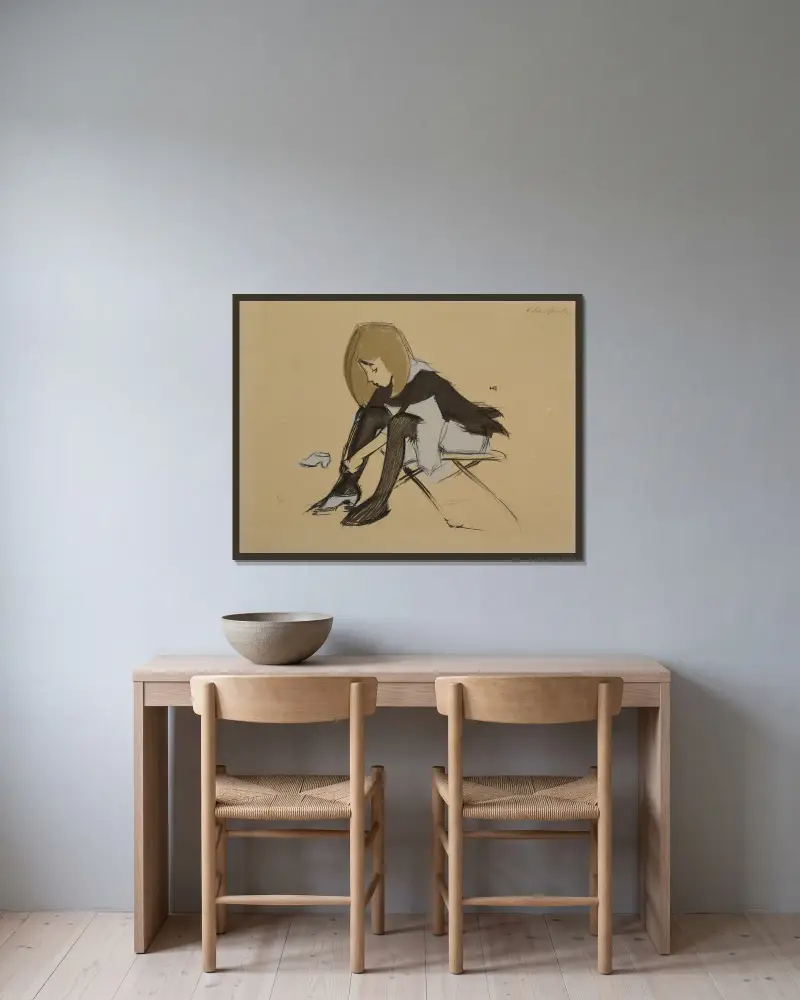 Hedvábné střevíce, Helene Schjerfbeck v rámu na stěně