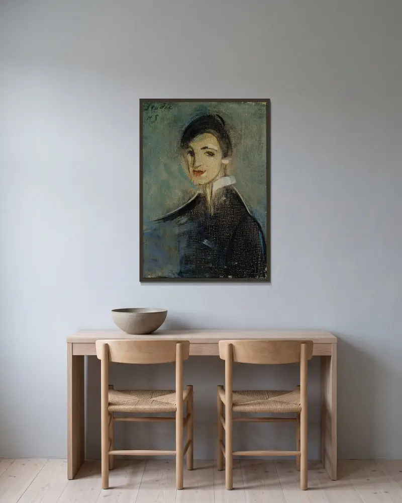 Singer In Black av Helene Schjerfbeck inramad på en vägg
