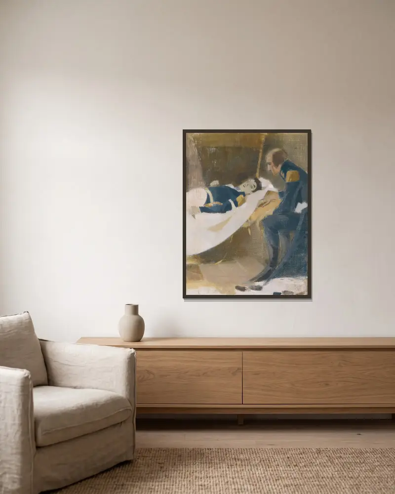 Der Tod des Wilhelm von Schwerin von Helene Schjerfbeck gerahmt an einer Wand