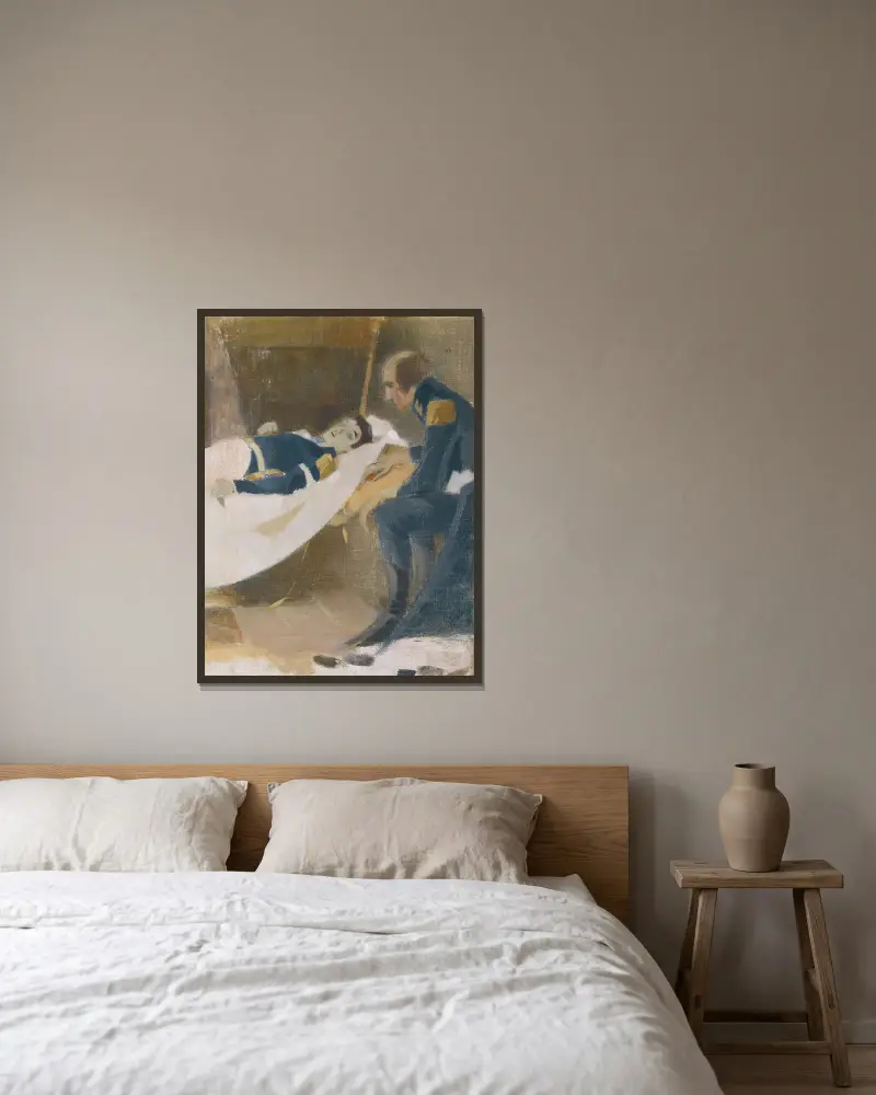 Der Tod des Wilhelm von Schwerin von Helene Schjerfbeck gerahmt an einer Wand