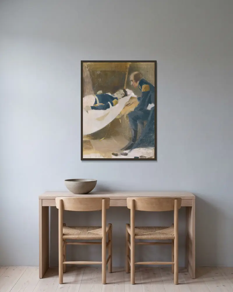 Der Tod des Wilhelm von Schwerin von Helene Schjerfbeck gerahmt an einer Wand