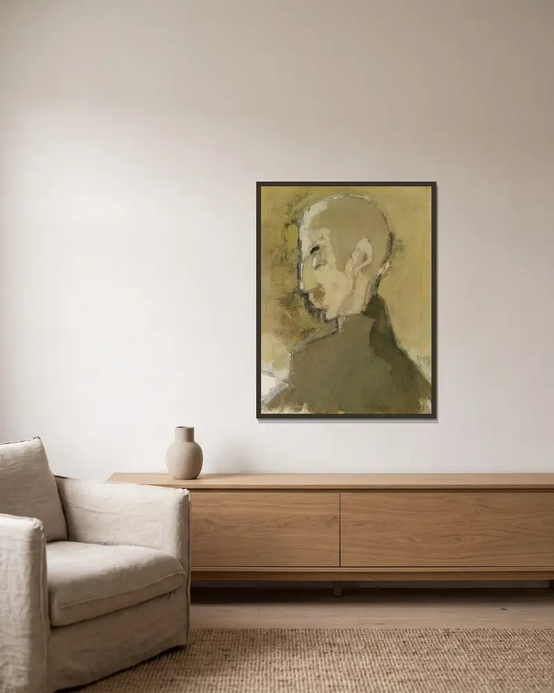 The Landlord Ii (Profile Of A Man) av Helene Schjerfbeck inramad på en vägg