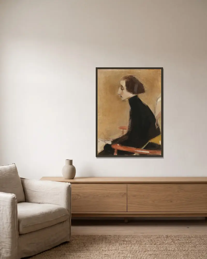 The Seamstress, Half-Length Portrait (The Working Woman), Helene Schjerfbeck v rámu na stěně