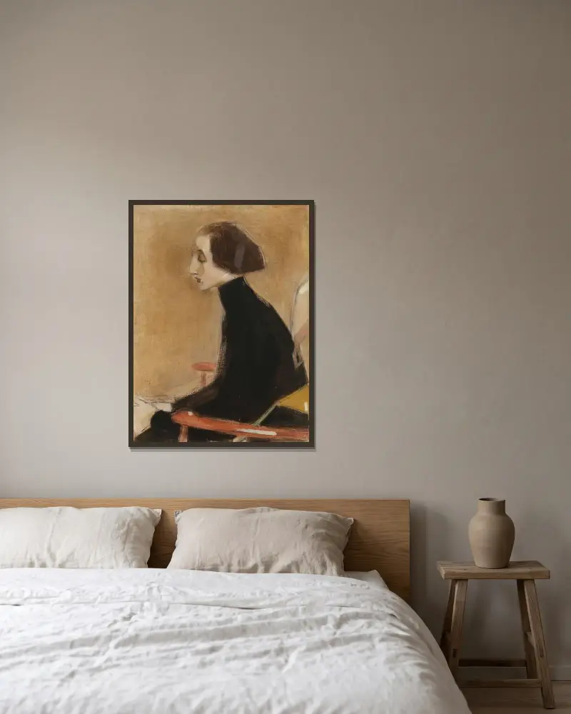 The Seamstress, Half-Length Portrait (The Working Woman), Helene Schjerfbeck v rámu na stěně