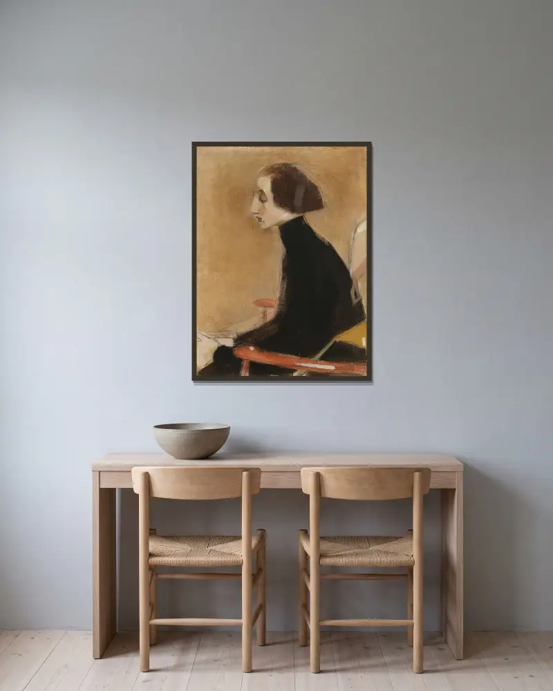 The Seamstress, Half-Length Portrait (The Working Woman), Helene Schjerfbeck v rámu na stěně