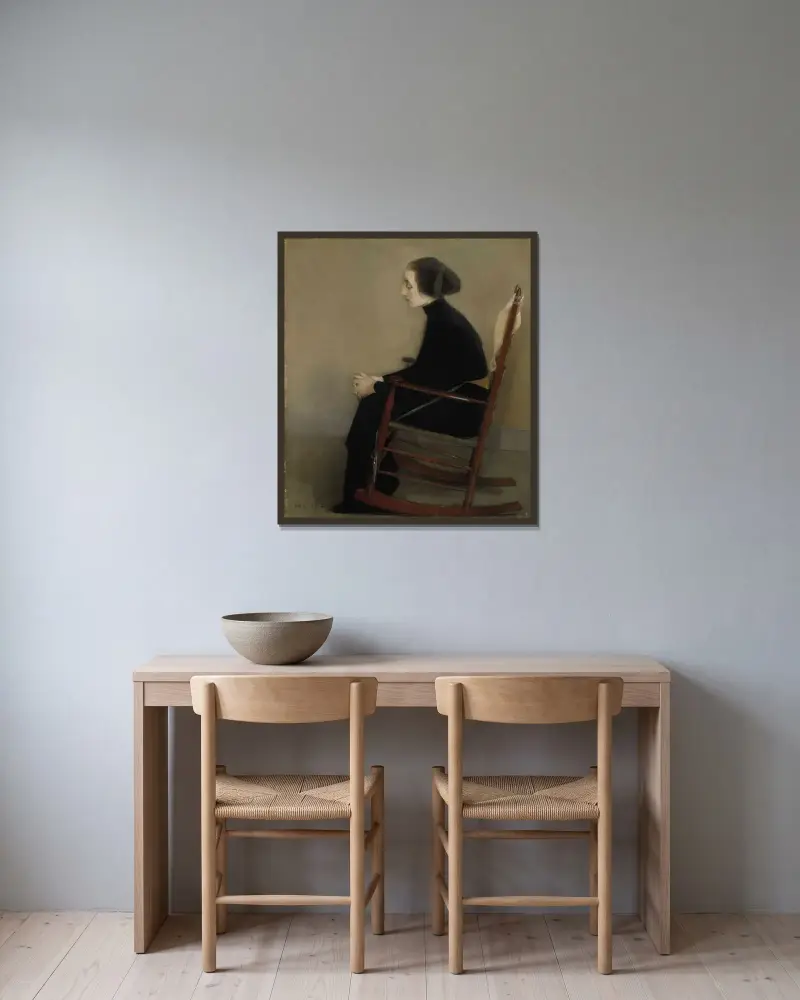 The Seamstress (The Working Woman), Helene Schjerfbeck v rámu na stěně