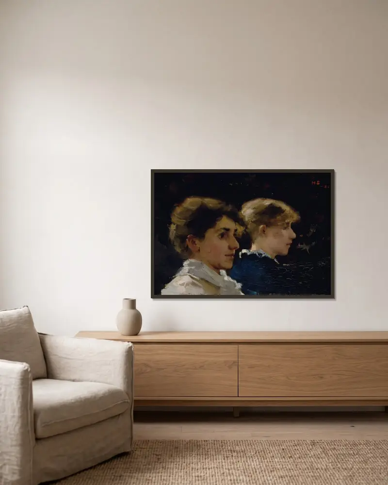 Two Profiles (Marianne Preindlsberger In Front), Helene Schjerfbeck v rámu na stěně