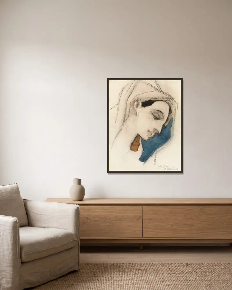 Virgin Mary, after El Greco, Helene Schjerfbeck w ramie na ścianie