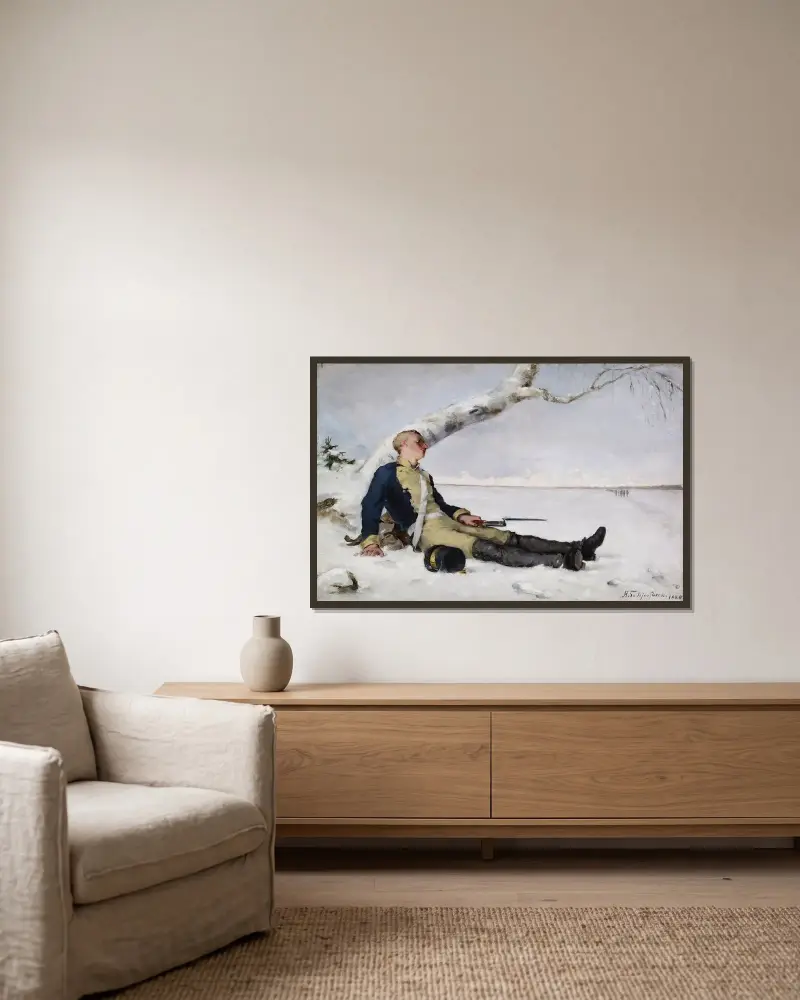 Wounded Warrior In The Snow, Helene Schjerfbeck v rámu na stěně