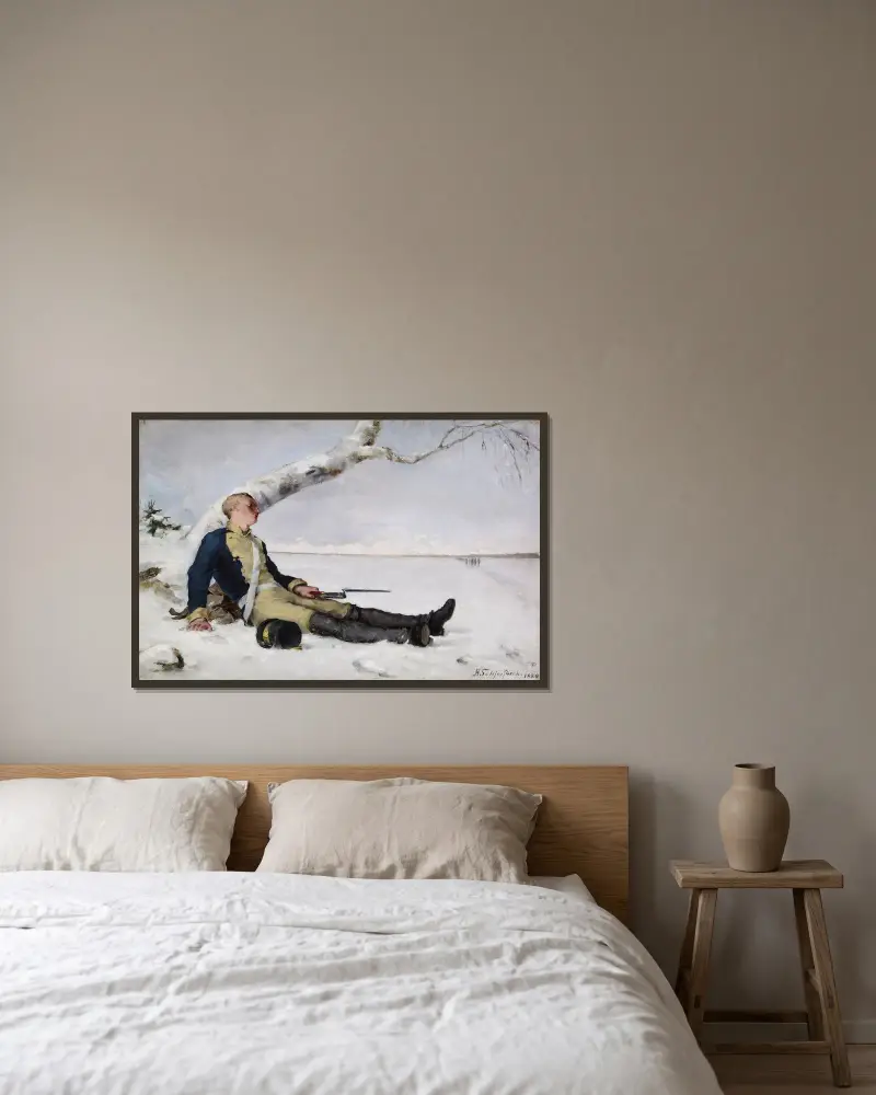 Wounded Warrior In The Snow, Helene Schjerfbeck v rámu na stěně