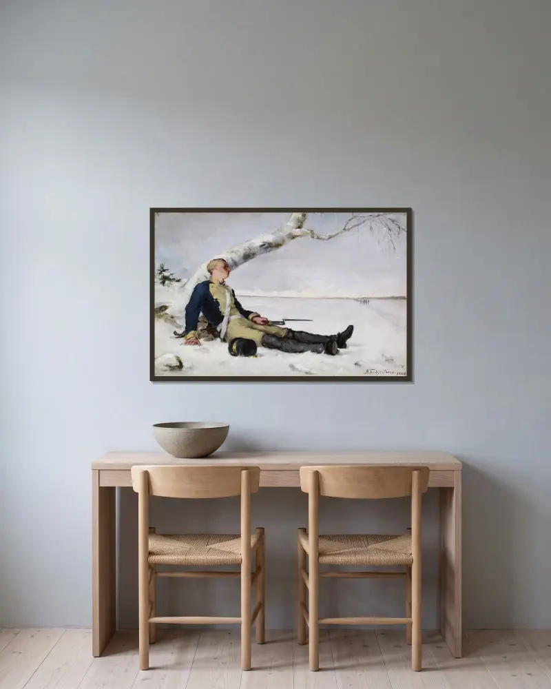 Wounded Warrior In The Snow, Helene Schjerfbeck v rámu na stěně