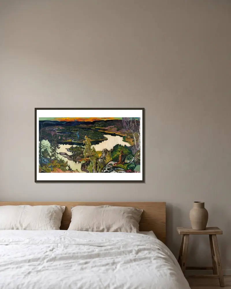Herbstabend, Nordingrå von Helmer Osslund gerahmt an einer Wand