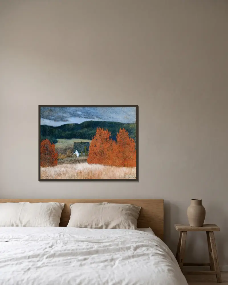 Höststämning, Jämtland av Helmer Osslund inramad på en vägg