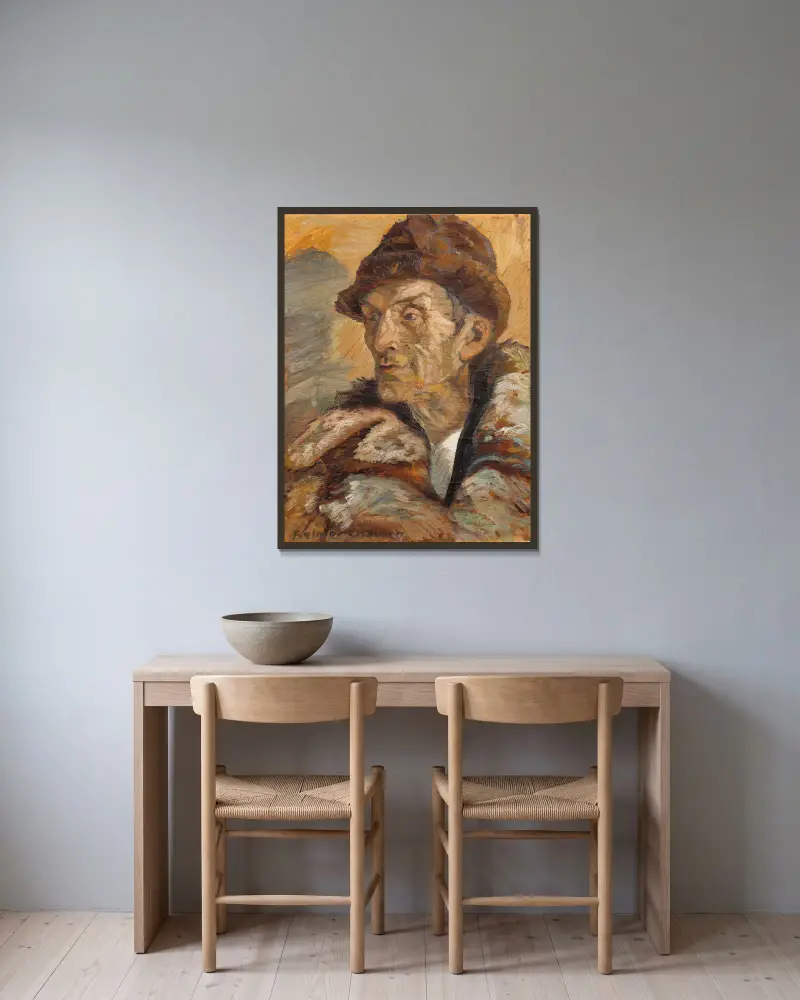 Bauer aus Nordingrå von Helmer Osslund gerahmt an einer Wand
