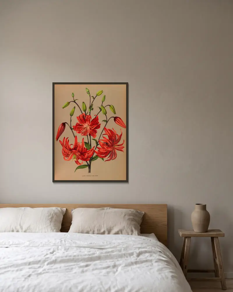 Lilium Tigrinum Flore Pleno. av Arentina Hendrica Arendsen inramad på en vägg