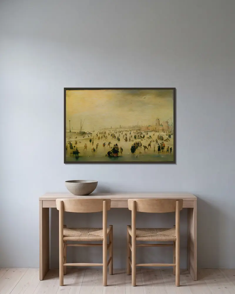 Bruslení na ledu, Hendrick Avercamp v rámu na stěně
