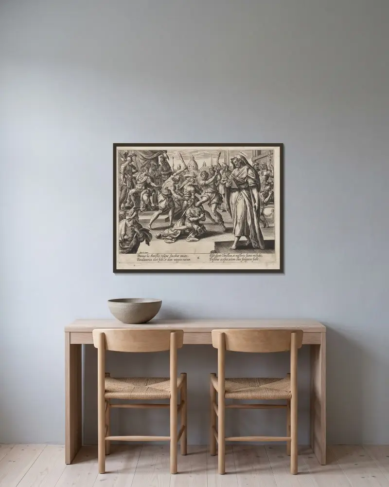 St. James the Less av Hendrick Goltzius inramad på en vägg