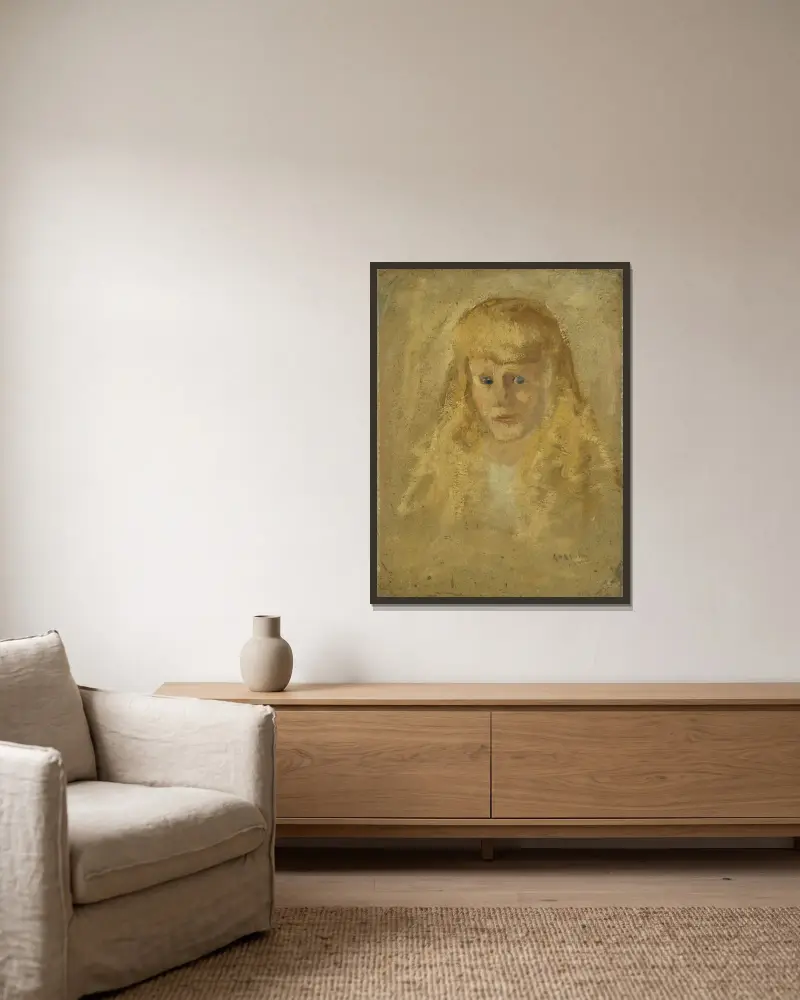 Marie Anne Henriette Breitner (geb. 14.06.1882), die Halbschwester des Künstlers von George Hendrik Breitner gerahmt an einer Wand