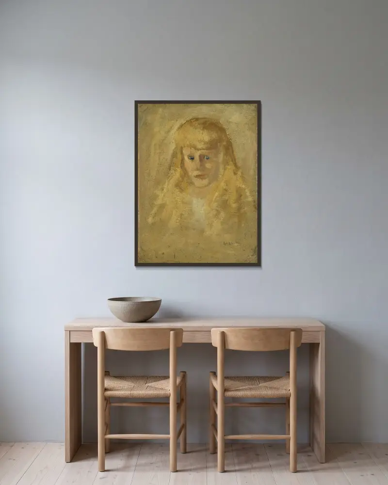 Marie Anne Henriette Breitner (geb. 14.06.1882), die Halbschwester des Künstlers von George Hendrik Breitner gerahmt an einer Wand
