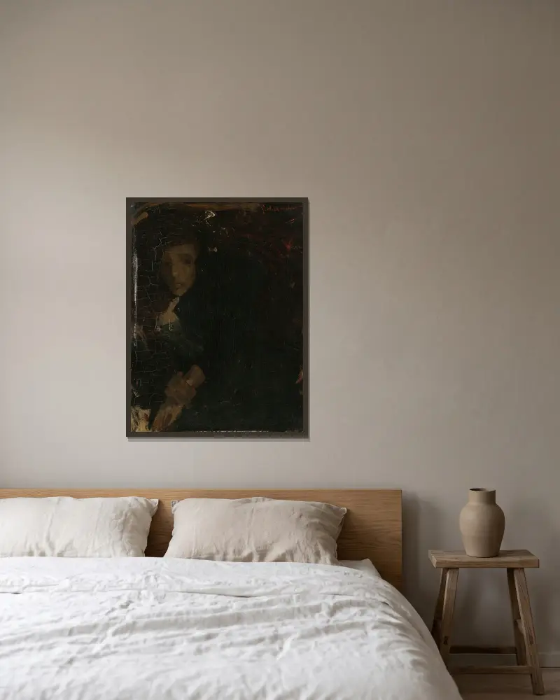 MCJ (Marie) Jordan (1866–1948), konstnärens hustru av George Hendrik Breitner inramad på en vägg