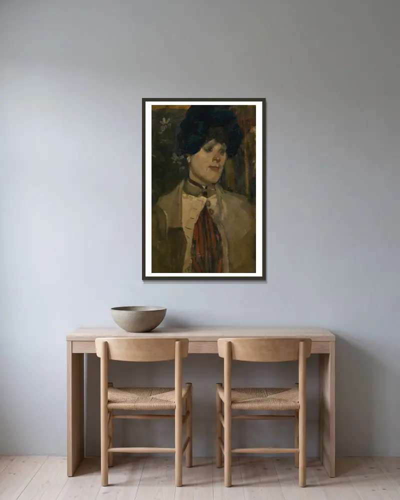 Portrait of a Chanteuse av George Hendrik Breitner inramad på en vägg