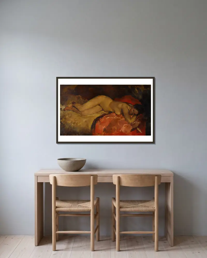 Ležící akt, George Hendrik Breitner v rámu na stěně