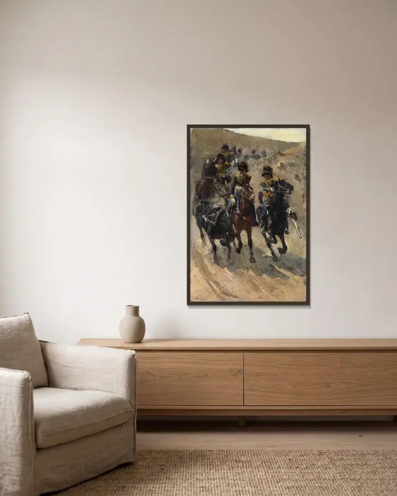The Yellow Riders av George Hendrik Breitner inramad på en vägg
