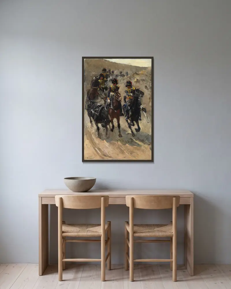 The Yellow Riders av George Hendrik Breitner inramad på en vägg